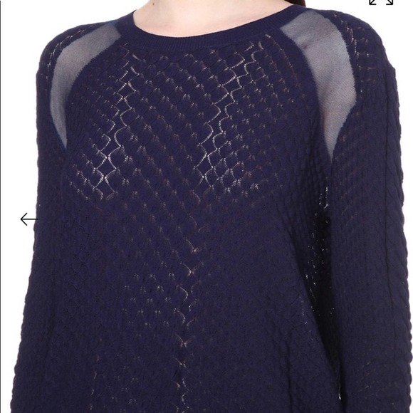 The Kooples Textured Knitted Crew Neck Sweater Navy - Picture 2 of 7